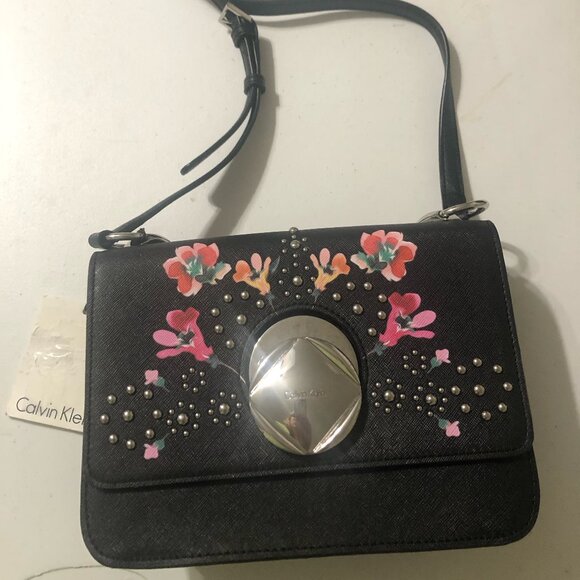 Calvin Klein Floral-Studded Small Crossbody